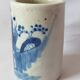 Antique cylindrical Bitong vase, cracked blue and white ceramic, China, late 19th century.