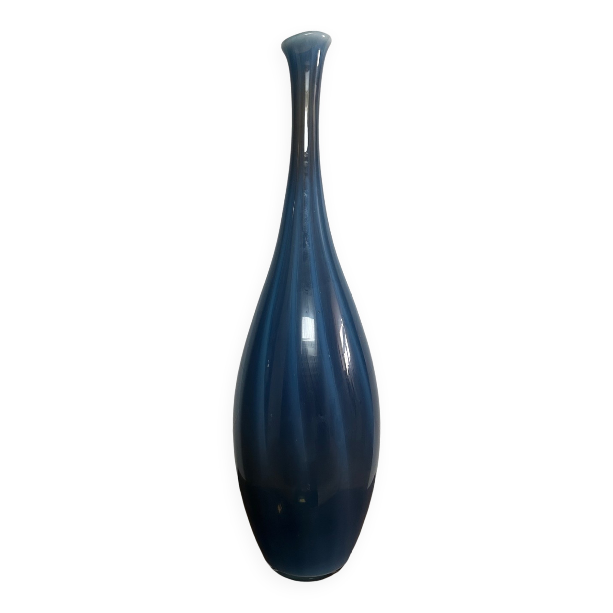 Large blue glass vase