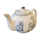 White porcelain teapot decorated with animals