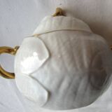 Service à café 3 éléments décor feuille, porcelaine fine décorée Or Napoléon III