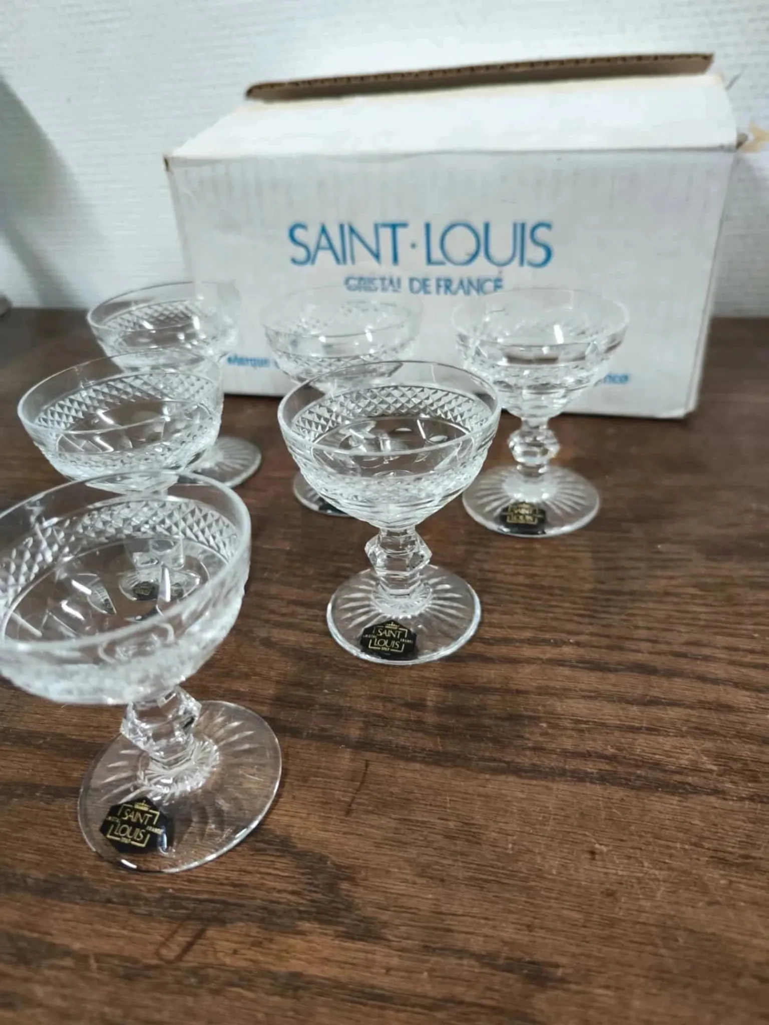Set of 6 Saint Louis Trianon crystal liqueur glasses