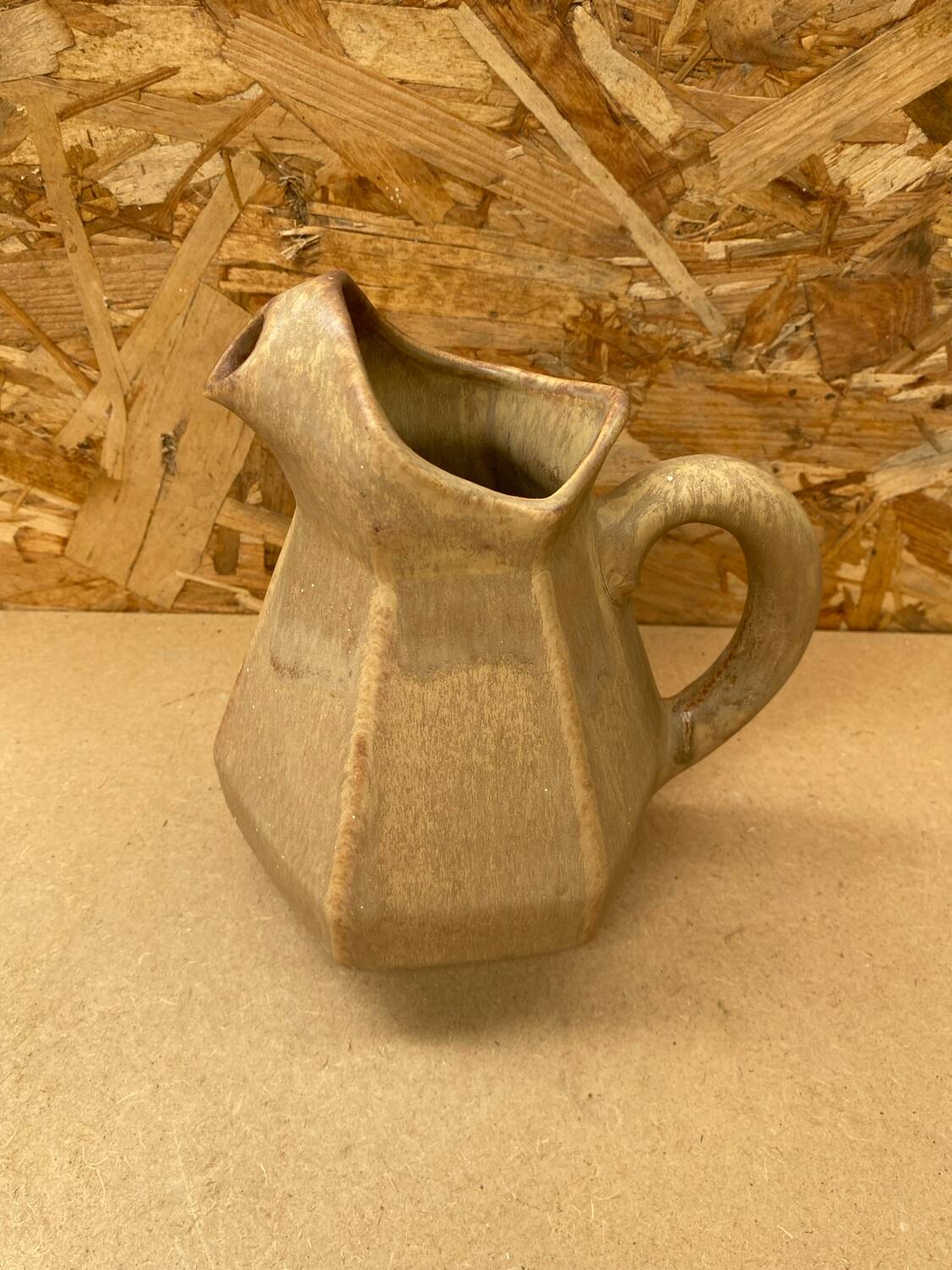 Antique Art Deco Pitcher Flamed Stoneware From Morvan Beige Vintage Service