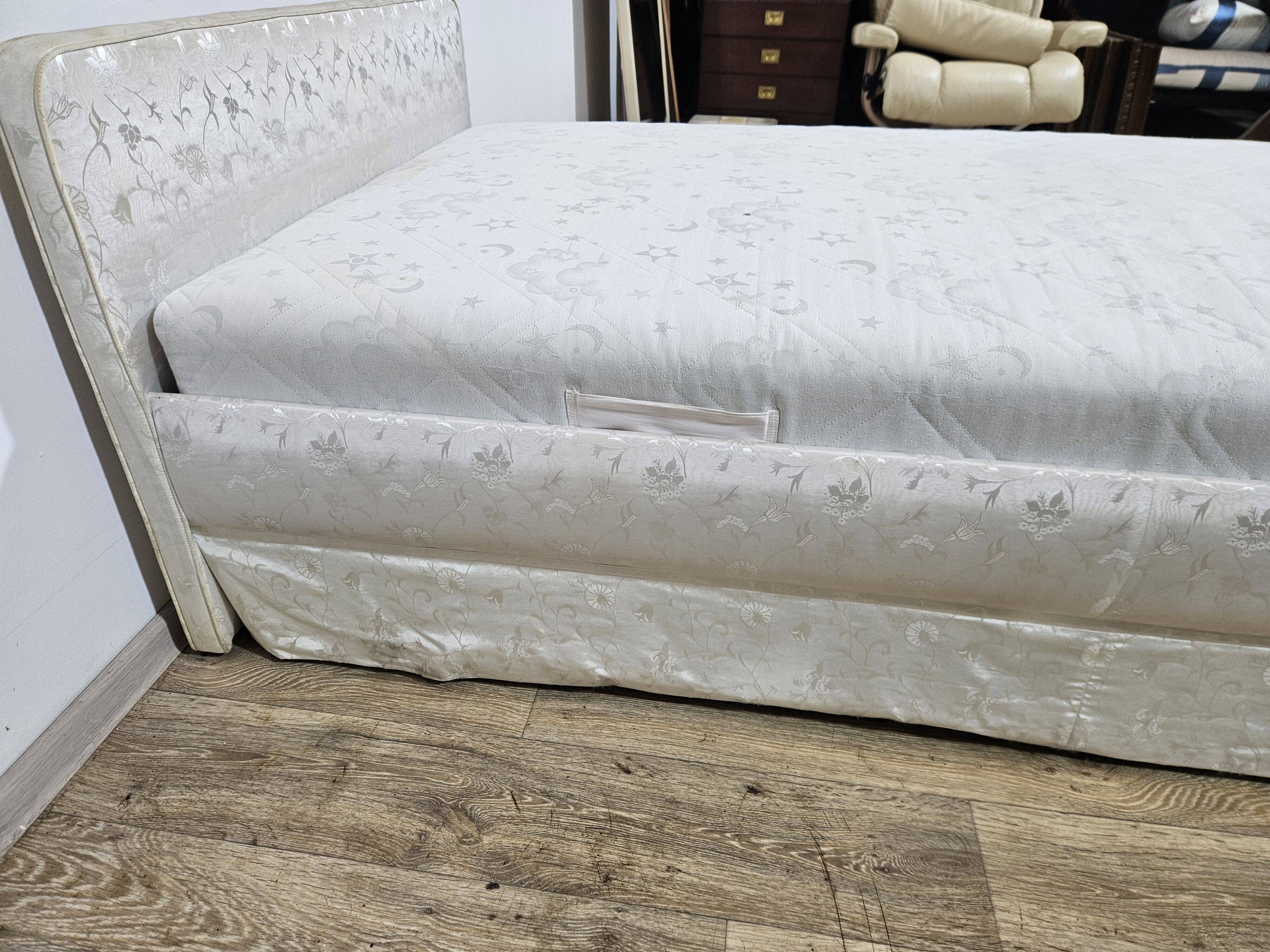 Vintage Upholstered Single Bed with Mattress and Frame 100x190 cm, 60s/70s