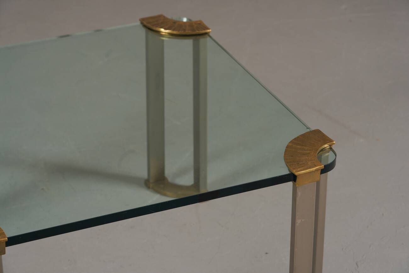 Vintage bronze and glass small coffee table by Peter Ghyczy, Germany 1970s