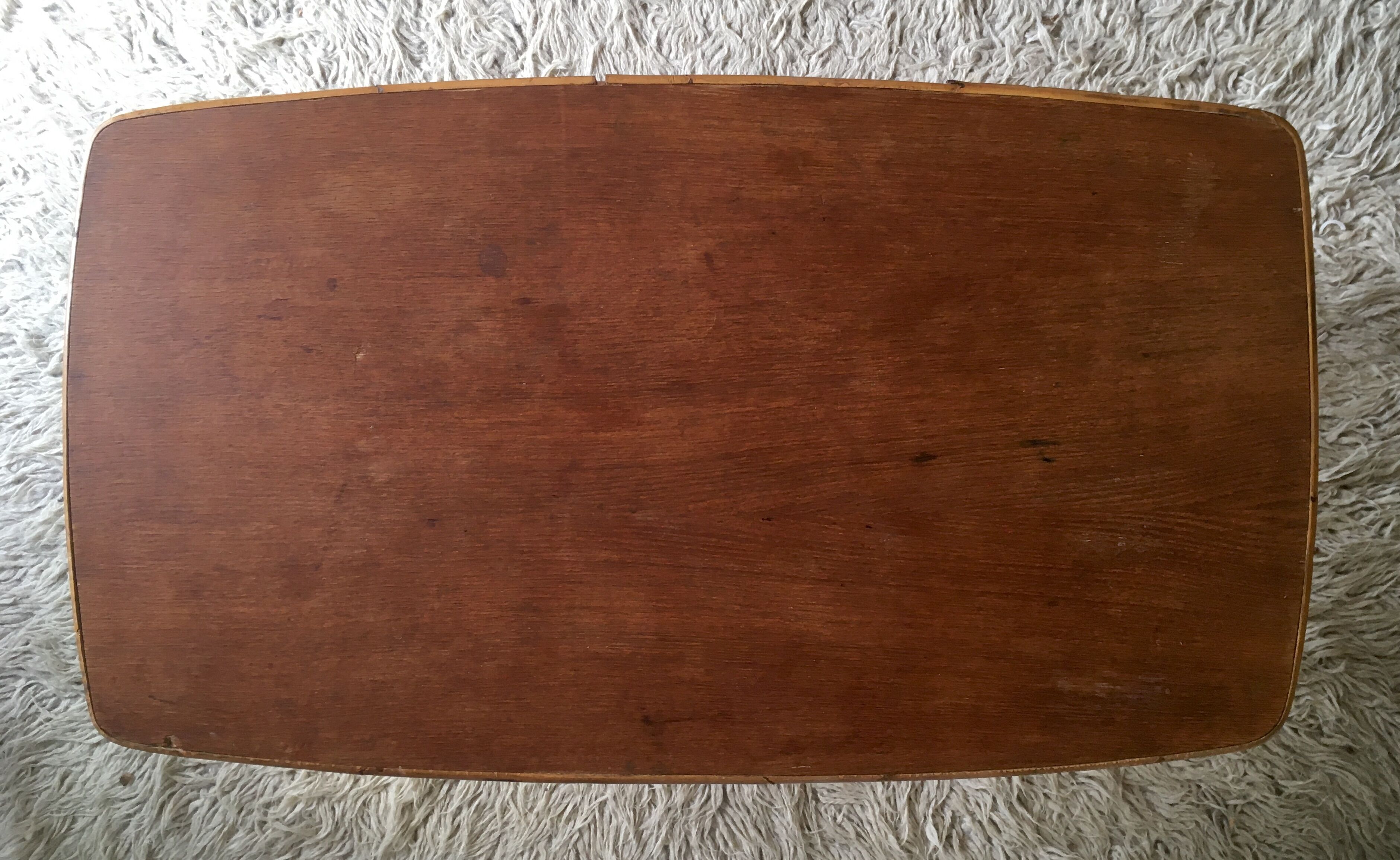 Wood and rattan coffee table - 1960s