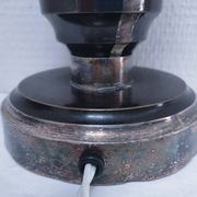 Art Deco metal lamp base with black and silver patina