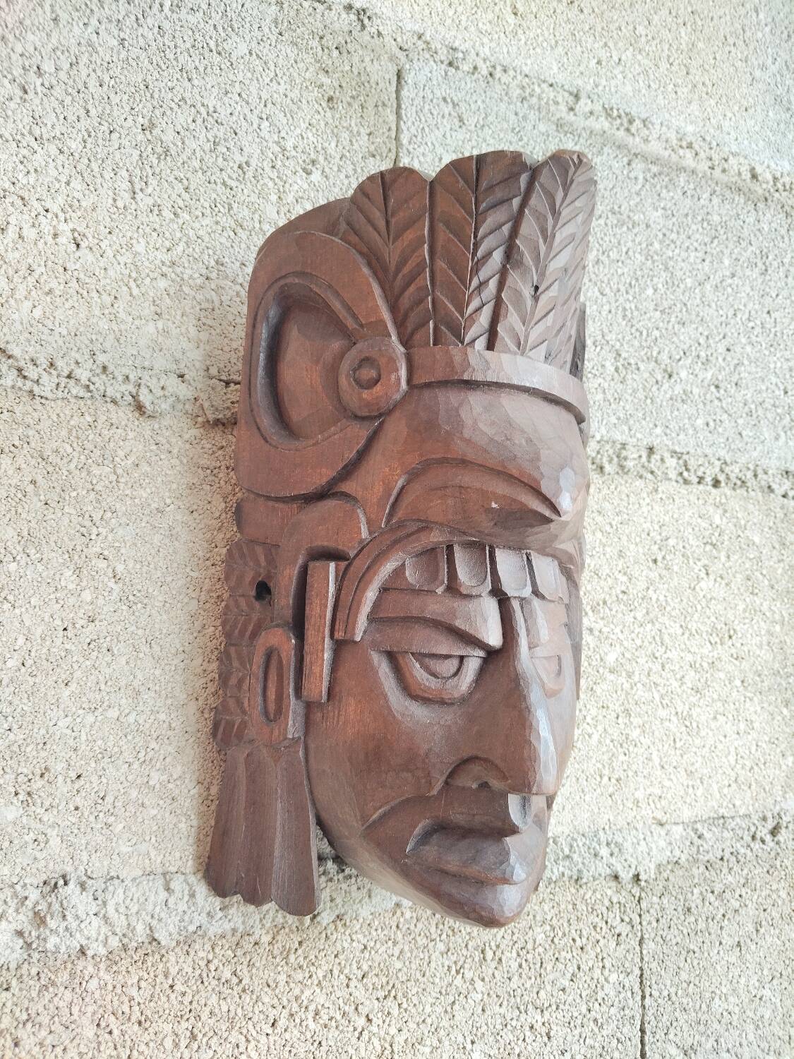 Carved wooden wall mask – Native American spirit – decorative piece vi