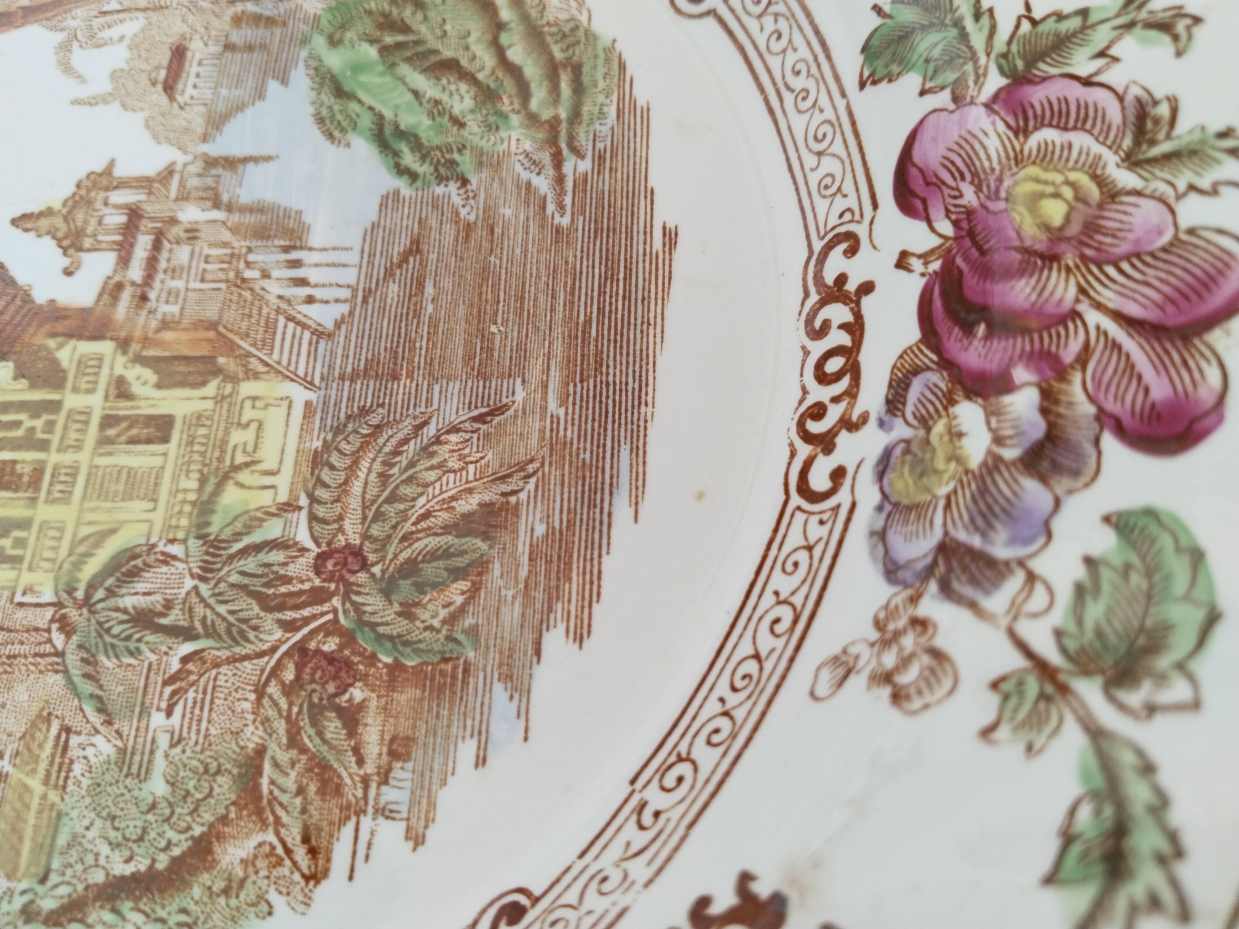 Longwy earthenware serving dish or soup plate, "Cyprus"