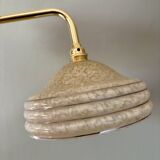 Angled wall lamp with vintage shade in yellow Clichy glass and silver edging