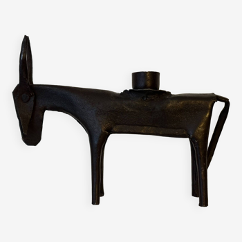 Wrought iron donkey candle holder with donkey decoration