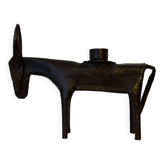 Wrought iron donkey candle holder with donkey decoration