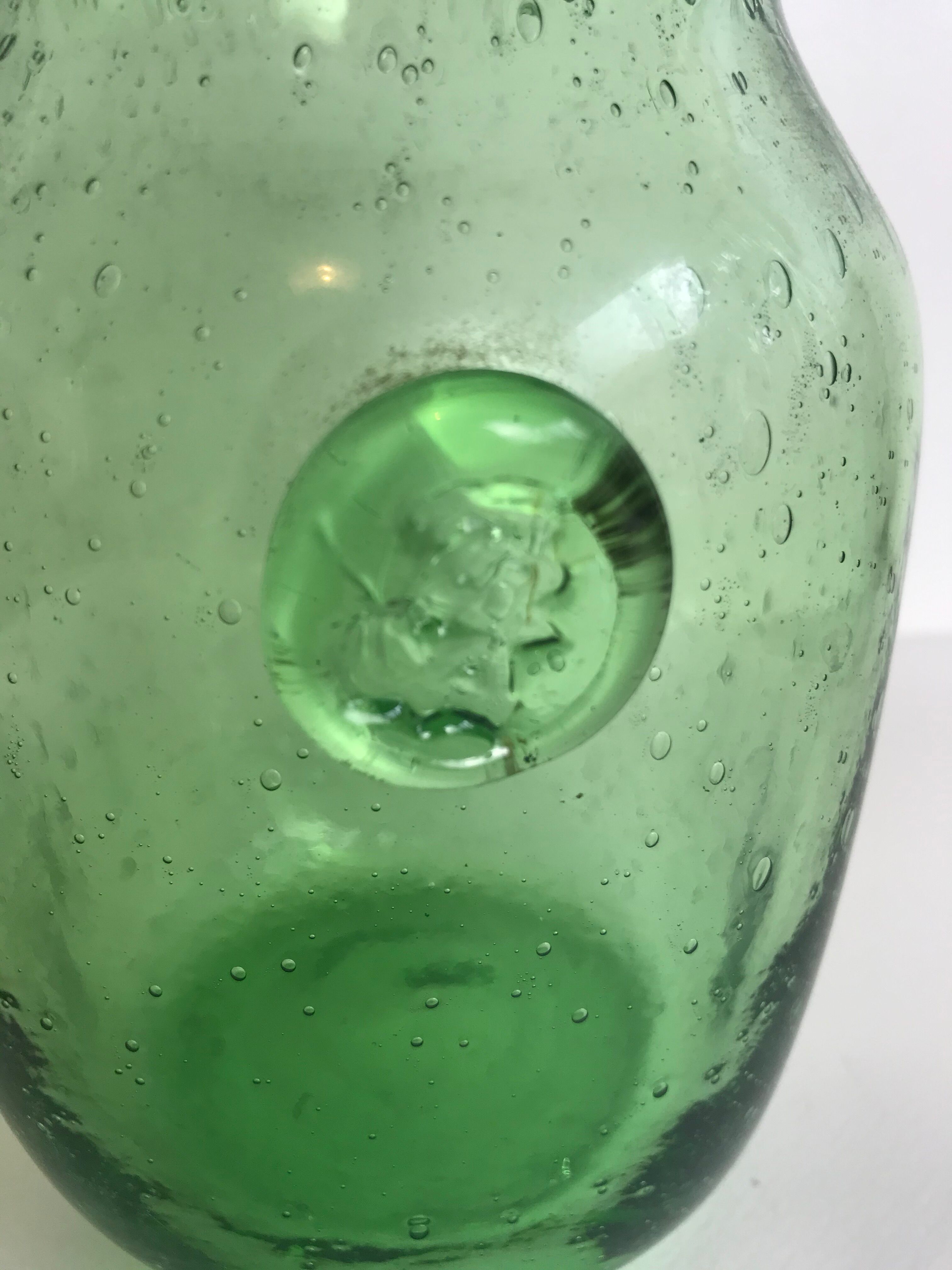 Green blown glass biot jar