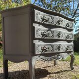 Commode relookée grise Louis XV