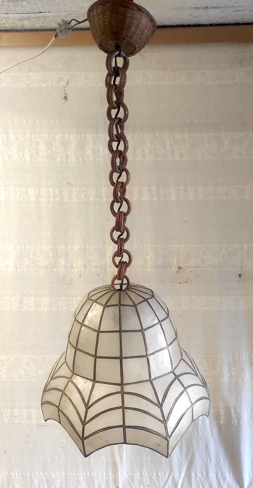 Mother-of-pearl and brass suspension, mid-20th century.