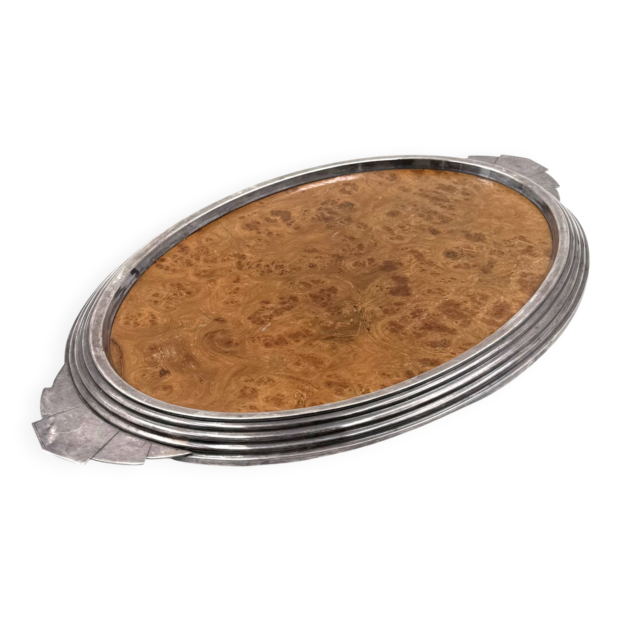 Art Deco burl wood tray, France 1930s