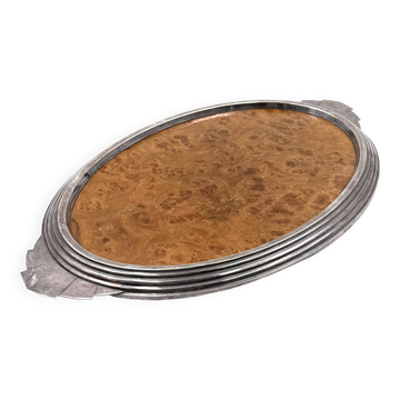 Art Deco burl wood tray, France 1930s