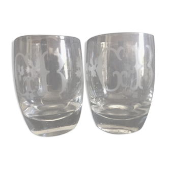 Set of 2 old wedding glasses