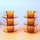 Amber glass coffee cups 70s