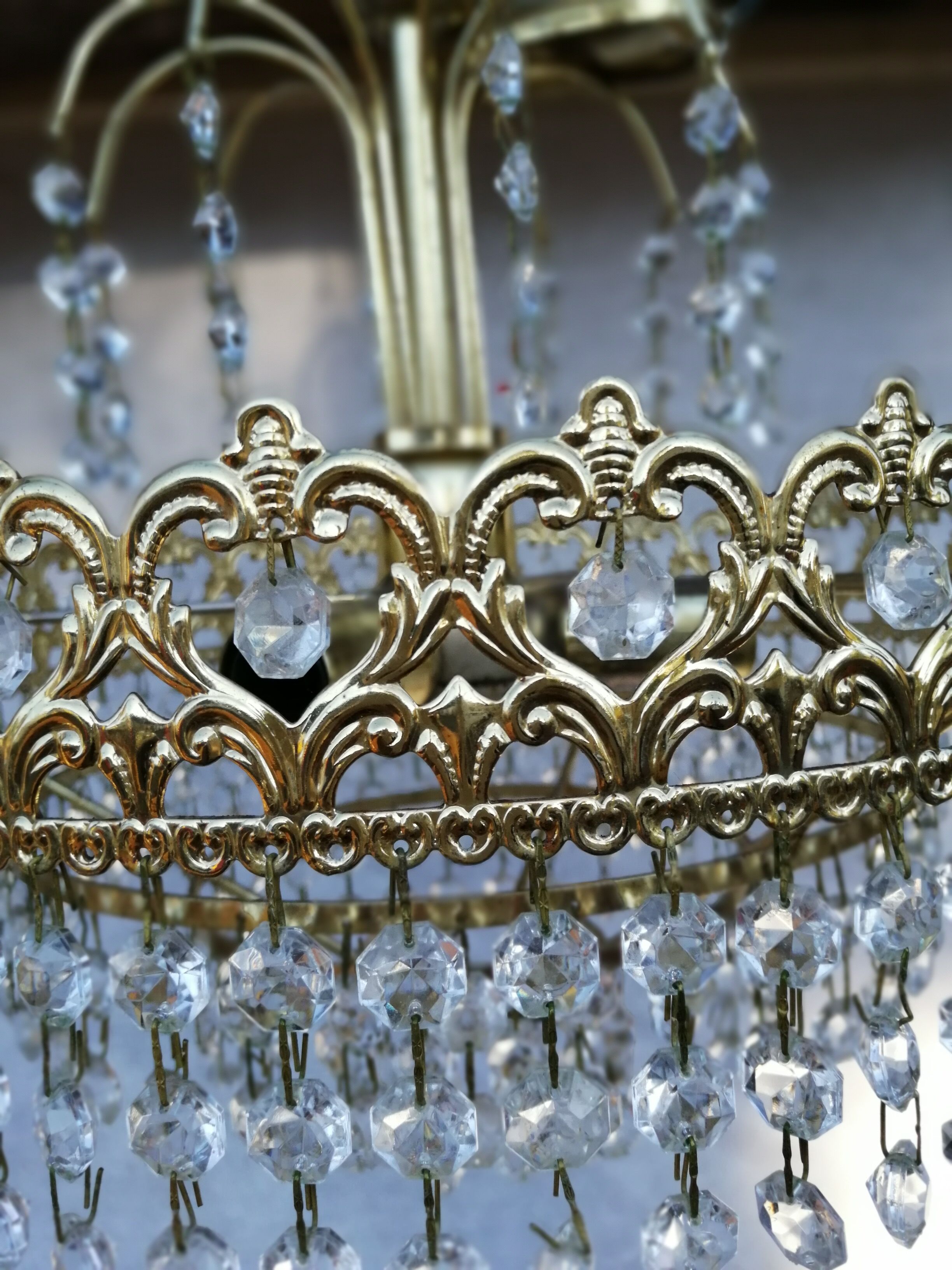 Lustre  ancien à pampille en verre