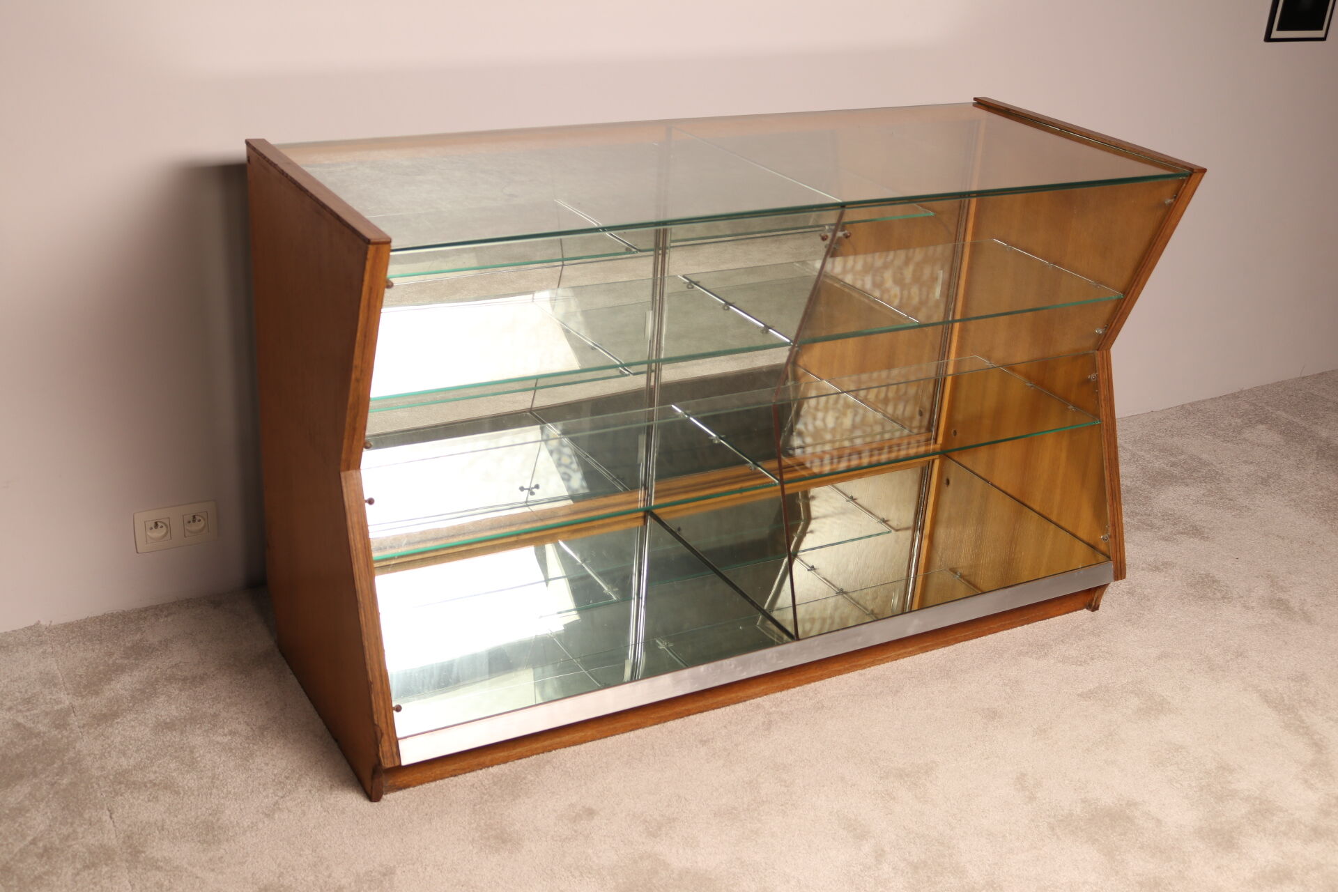 Vintage diamond shaped display cabinet - Belgium 1950's