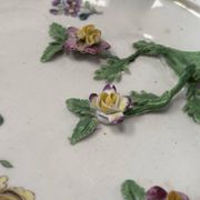 Large decorative antique plate with raised flowers – 19th century style