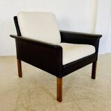 1960s retro Hans Olsen rosewood and leather lounge chair