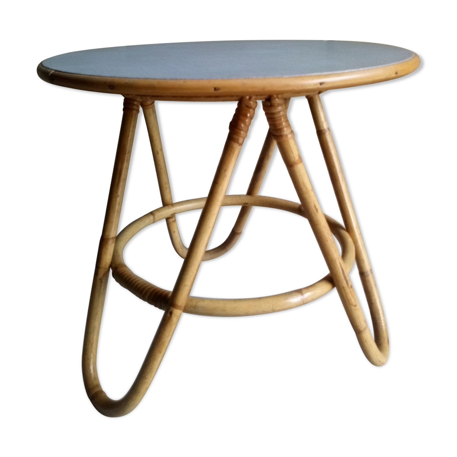 Extra roundtable in vintage rattan 50s
