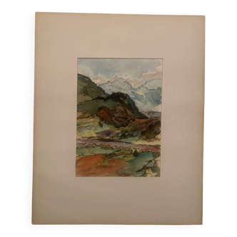 Jean Jacques GRUNENWALD (1911 - 1982) - Gouache - Mountain Landscape