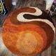 Vintage round rug from the 70s, Desso print carpet, Netherlands.