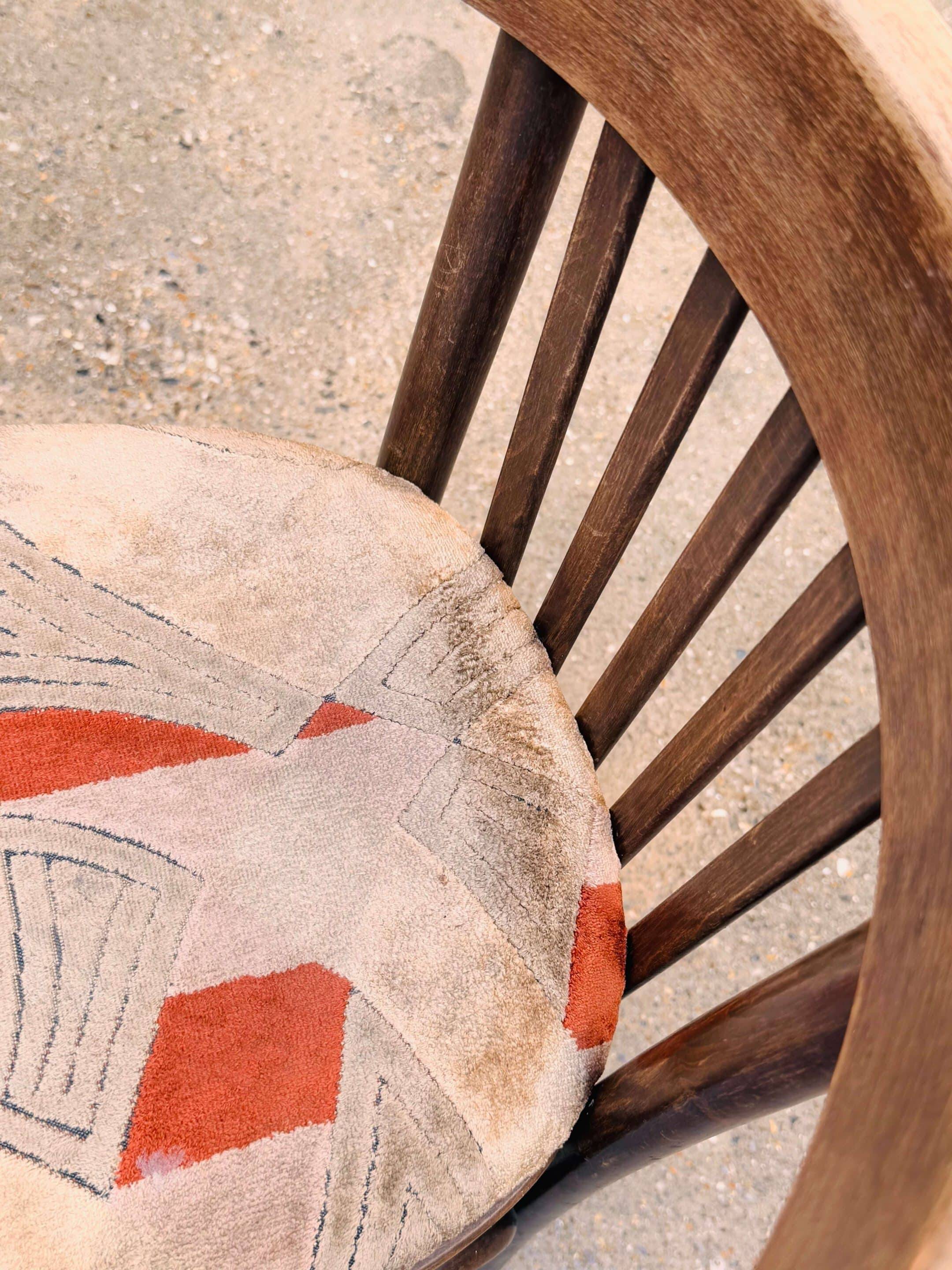 2 bistro chairs with velvet cushions