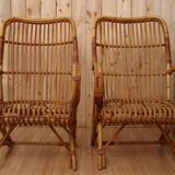 Pair Rattan Armchairs