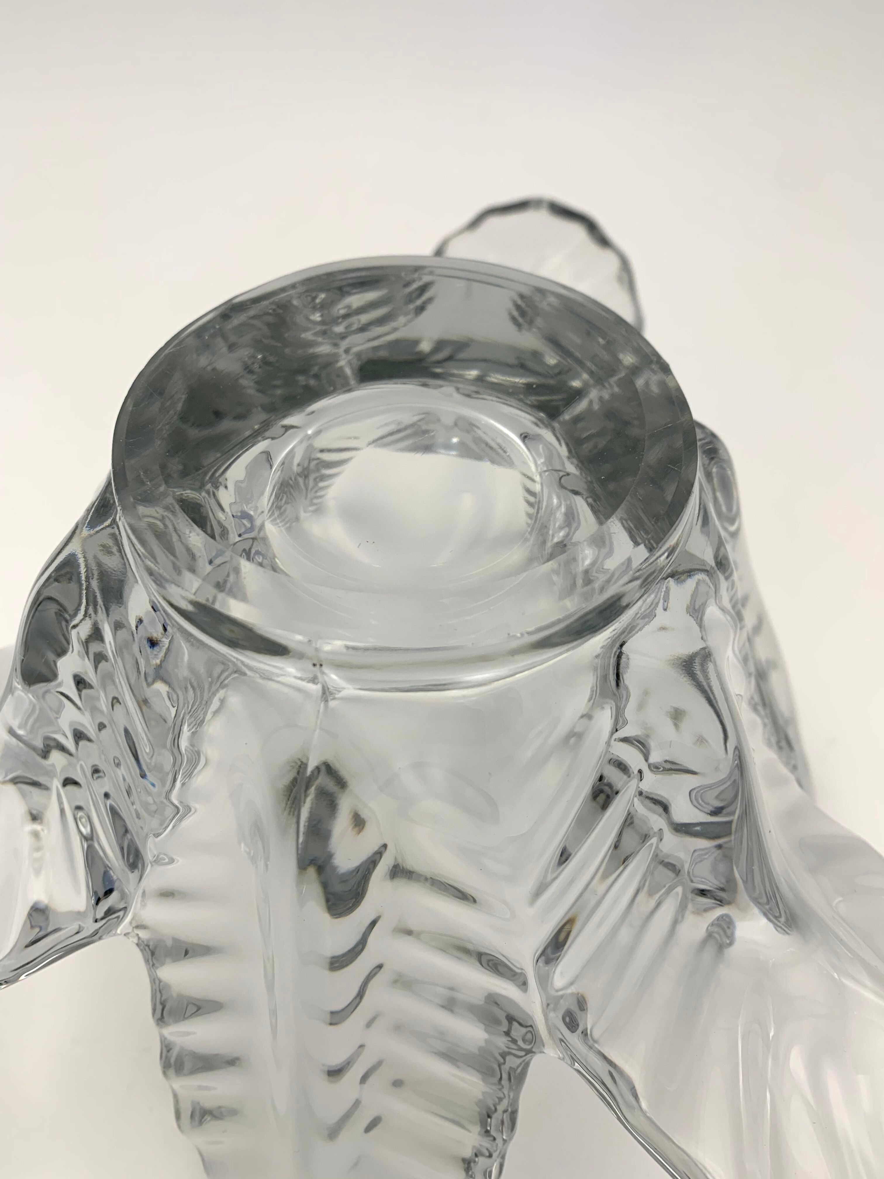 Trinket bowl in Vannes crystal, decoration of palm leaves - 1960s-1970s