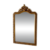 Antique Louis XV rococo mirror with a gilded pediment - 156 x 98 cm