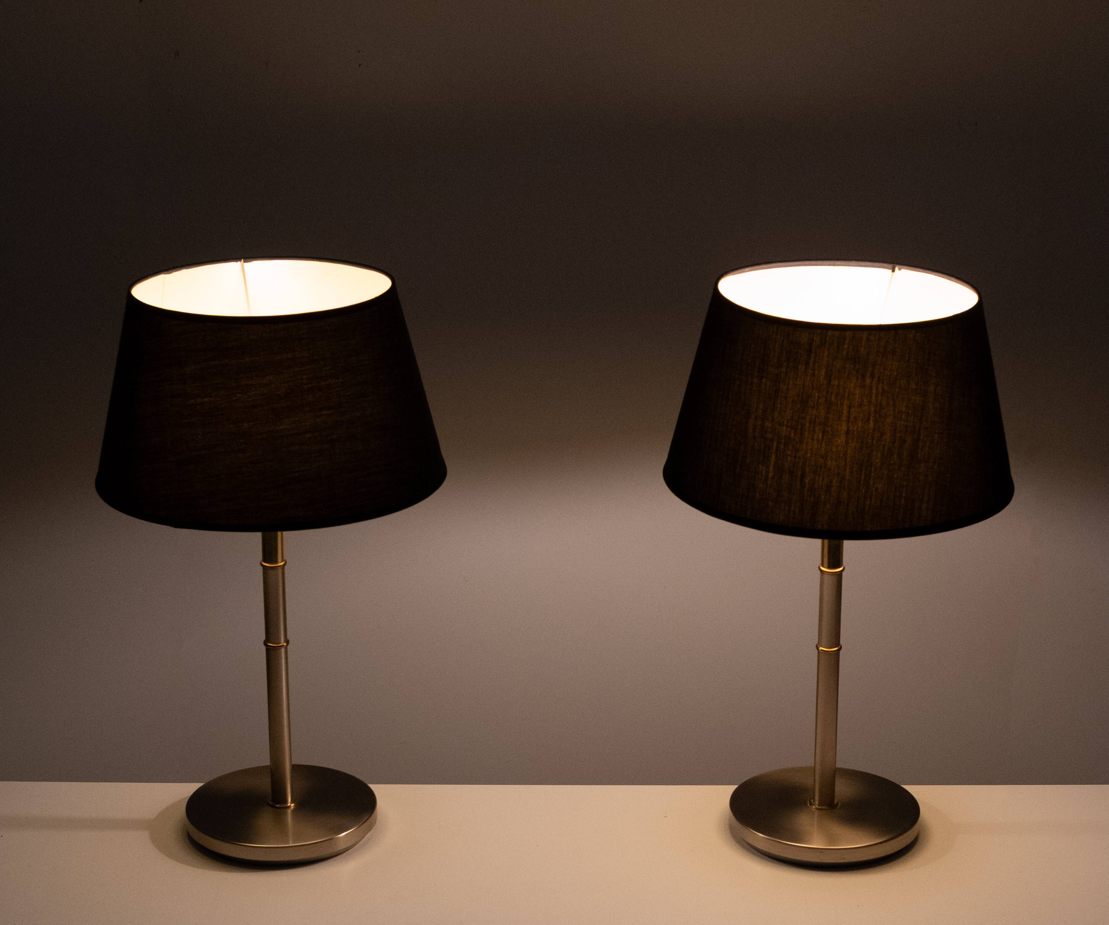 Two Tone Brass Aluminum table lamps 1980s Germany
