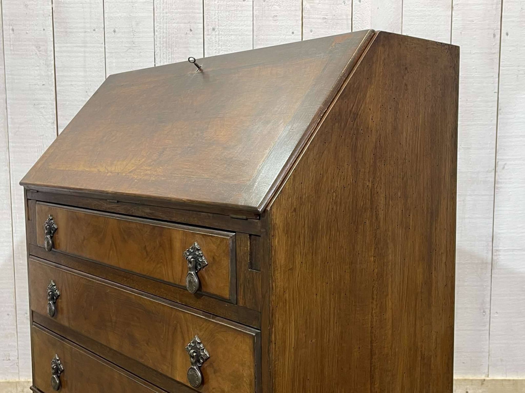 1930s English walnut secretary