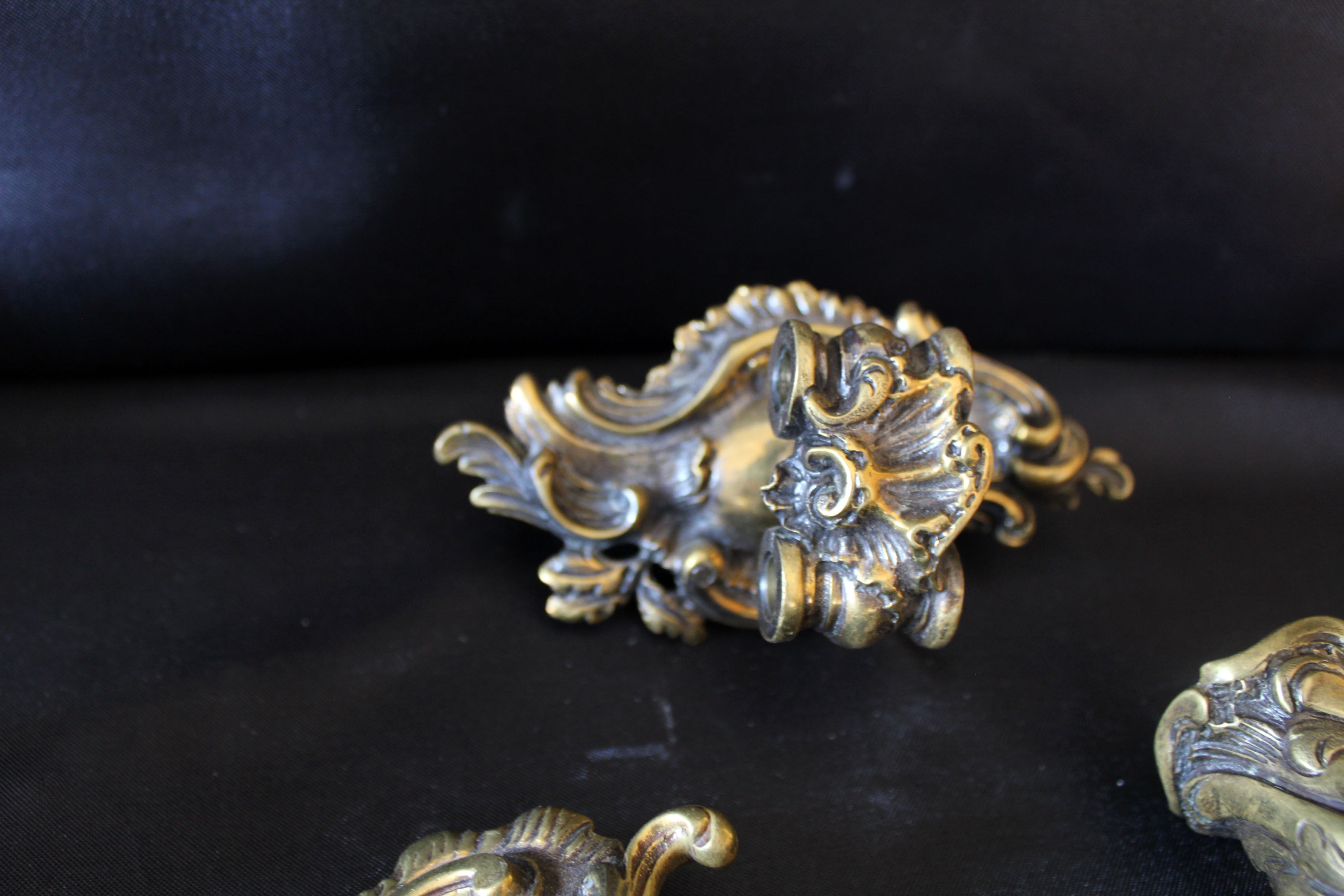 Pair of antique French Bronze Piano sconce, candleholders, signed L Pinet 102, rococo empire regency