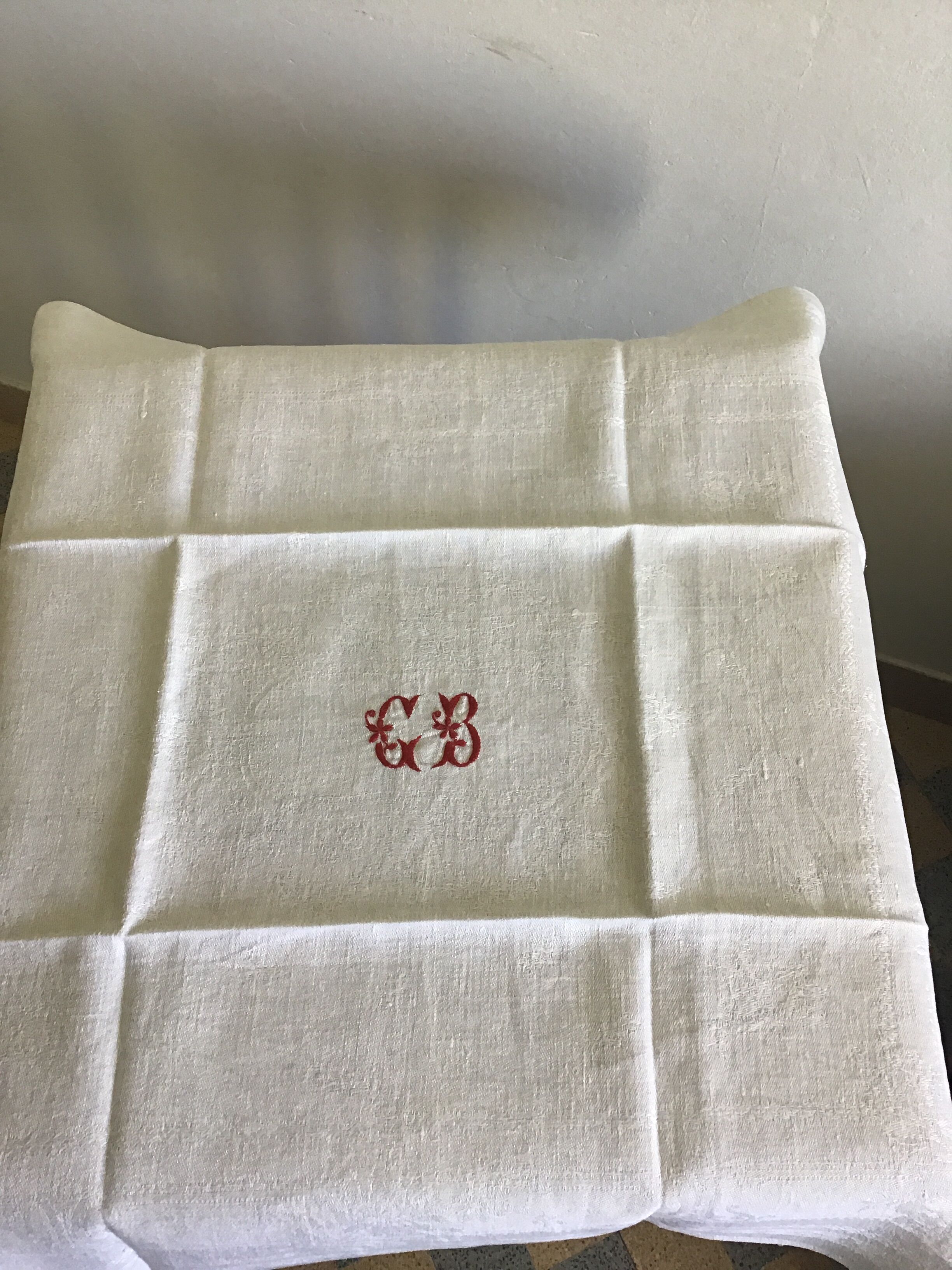 7 monogrammed damasse cotton towels