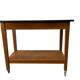 Vintage wooden high table on wheels