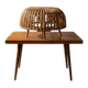 Mid-century woven rattan ottoman by Franco Albini, 1950s, Italy, 50 × 50 × 30 cm