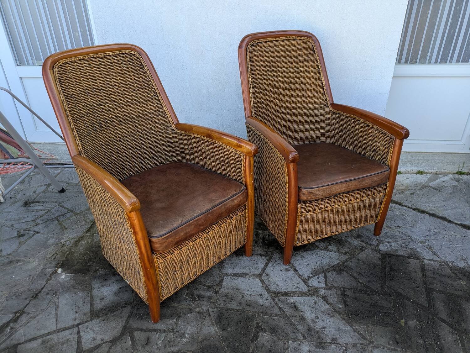 Pair of rattan armchairs