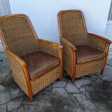 Pair of rattan armchairs