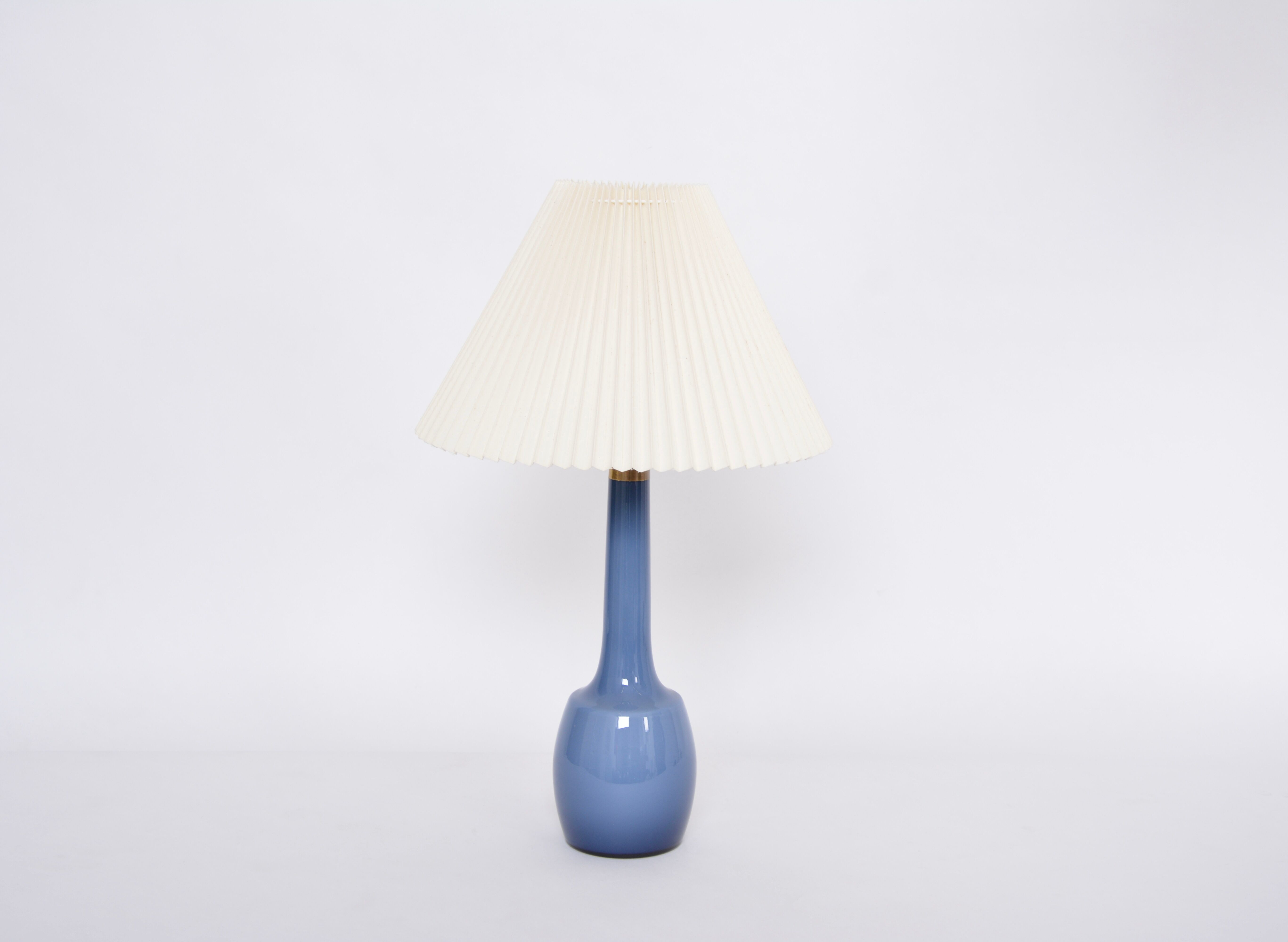 Rare blue Danish Mid-Century table lamp by Esben Klint for Holmegaard