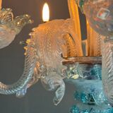 Lustre vénitien en verre de Murano bleu, vers 1950