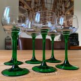 Vintage green stemware, made in france