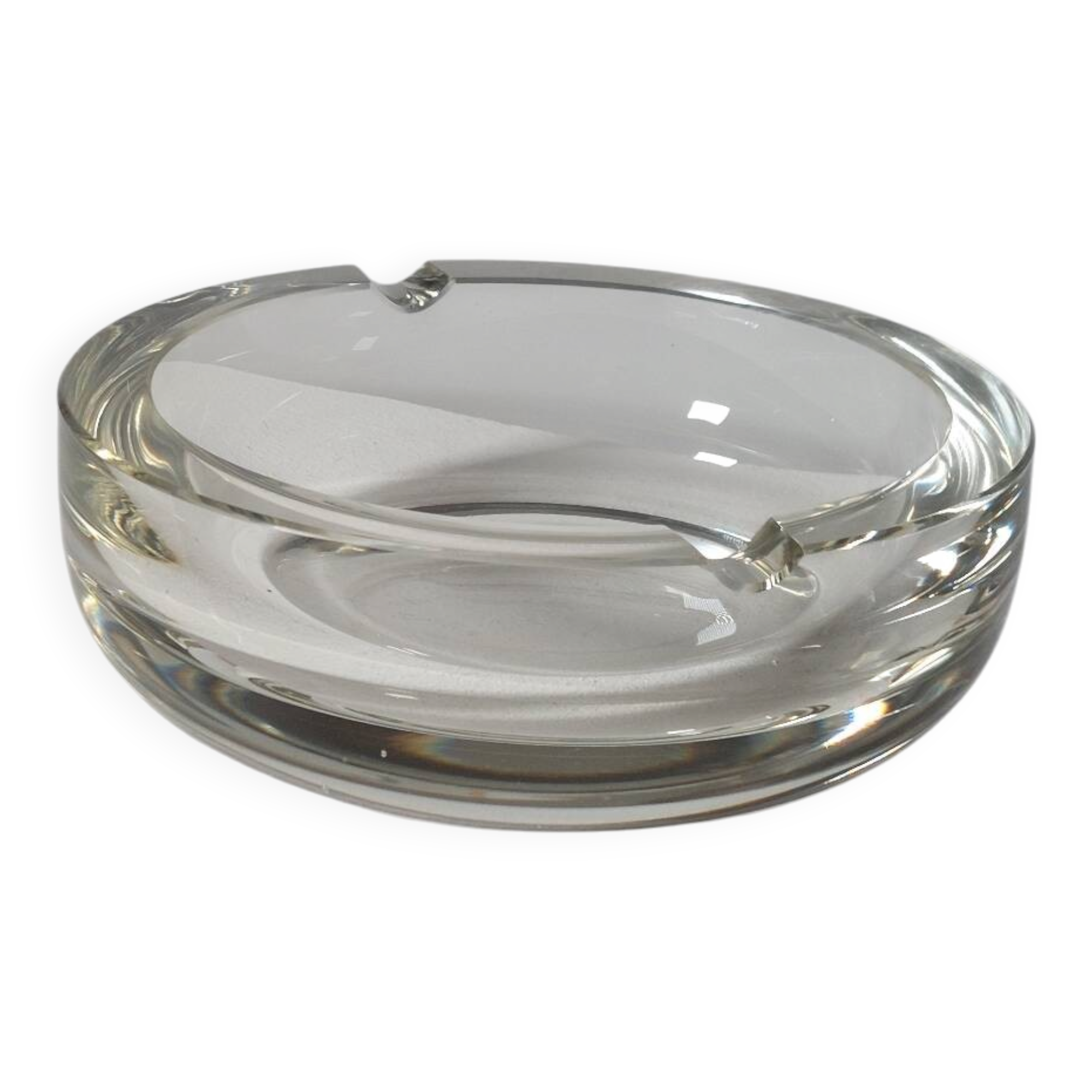 Vintage mid century hand cut crystal glass cigar ashtray