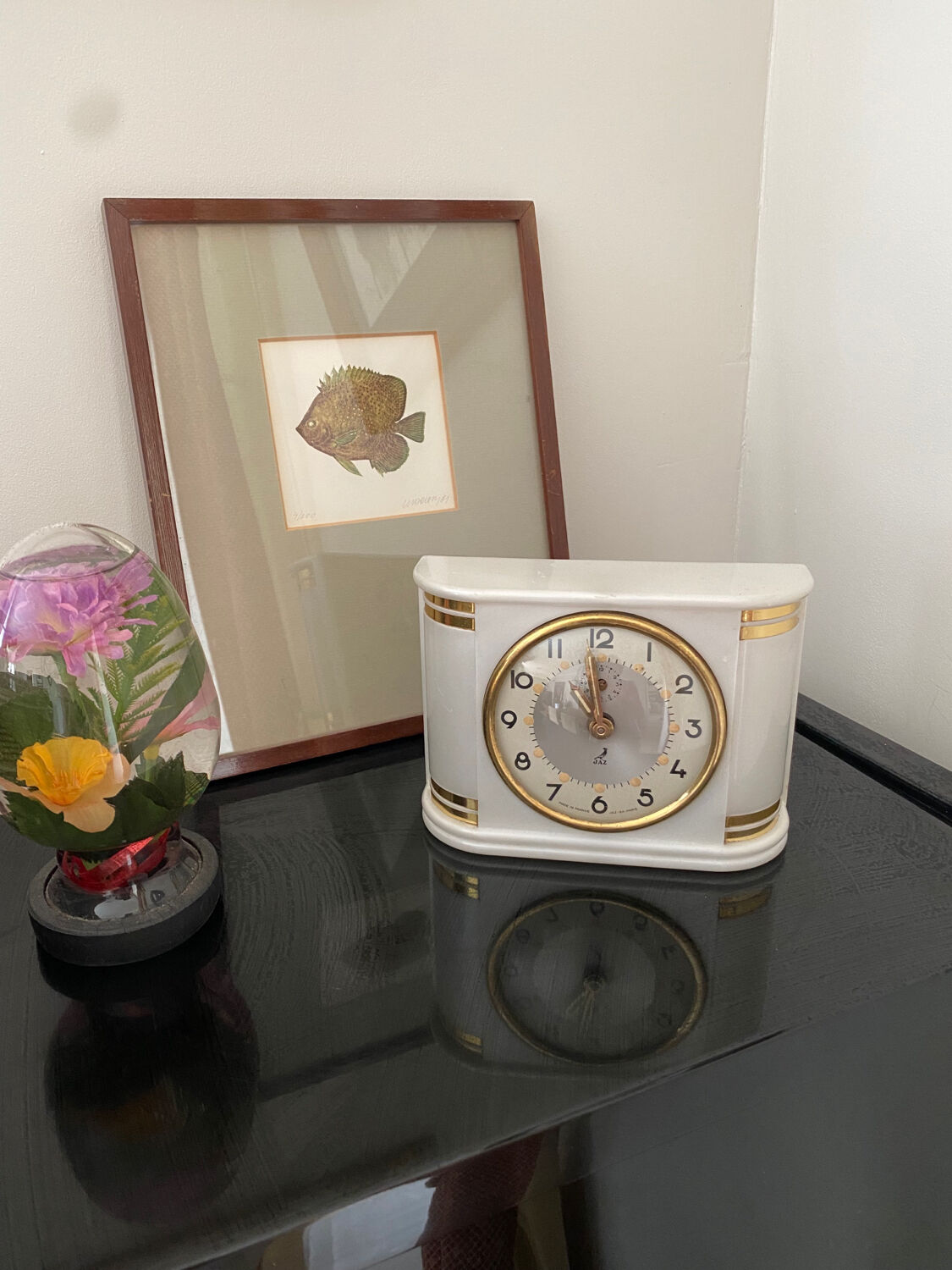 Reveille Jaz Art Deco style, vintage 1960 mechanical clock model Rabic.