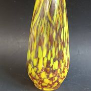 Vase conique verre de Murano moucheté jaune 1970