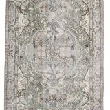 5x9 Turkish Olive Green & Cream Floral Vintage Area Rug, 169x280Cm