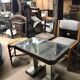 Mirror table from 1940 with two legs.