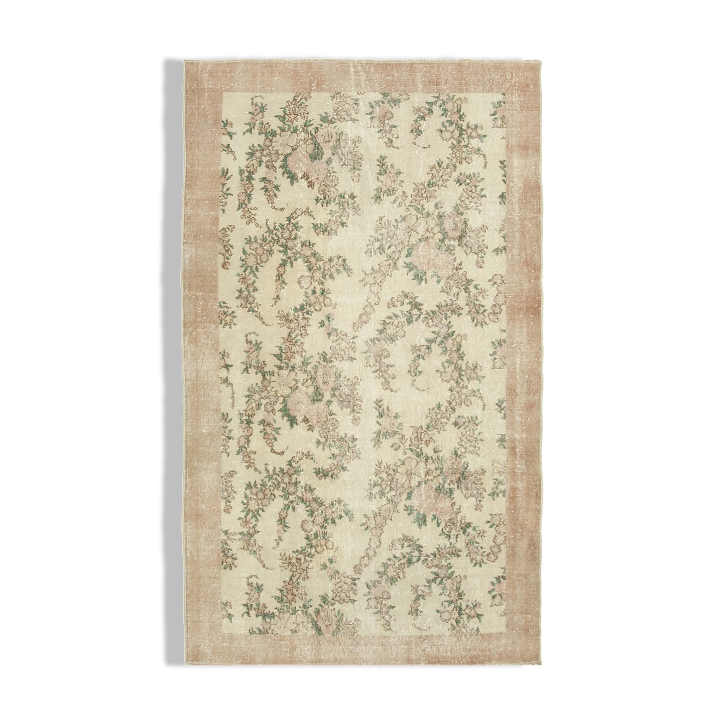 Handwoven anatolian beige carpet 147 cm x 246 cm